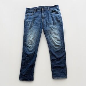 American Eagle AirFlex + Jeans Mens Size 36x30 Blue Slim Straight Stretch Faded